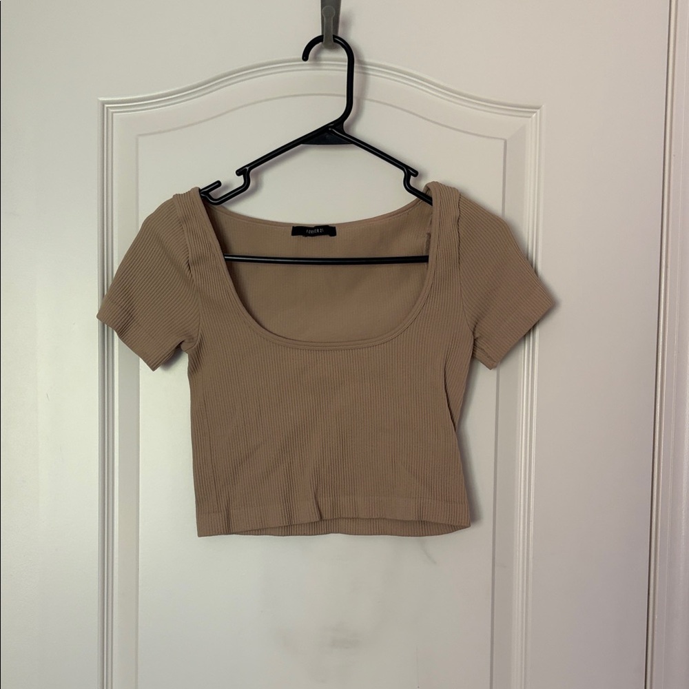 Forever 21 Beige Ribbed Crop Top